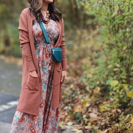 Strickjacke, Lang, Braun